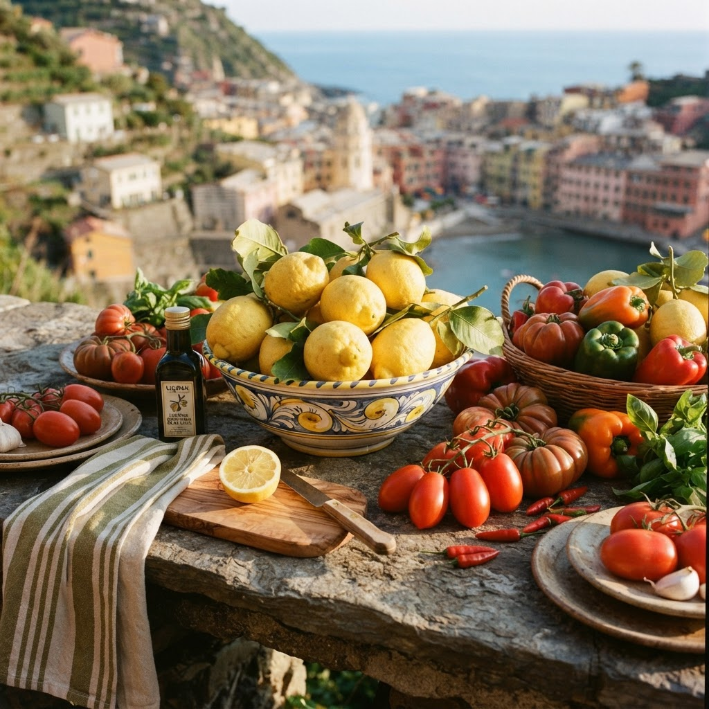 Ligurische Zitronen und regionale Spezialitäten